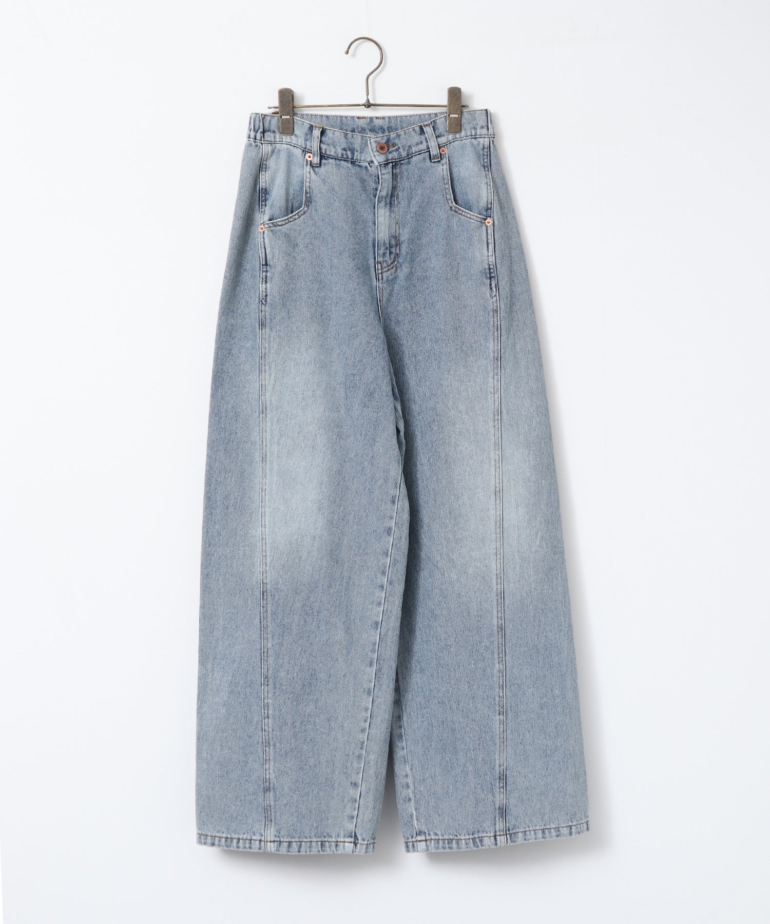 スラブデニム/ラメ ワイドパンツ　