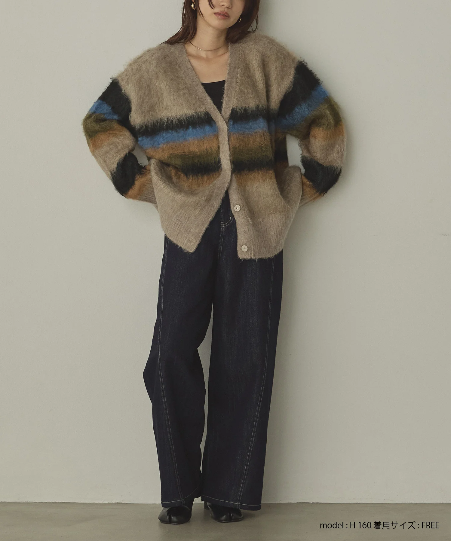 スラブデニム/ラメ ワイドパンツ　