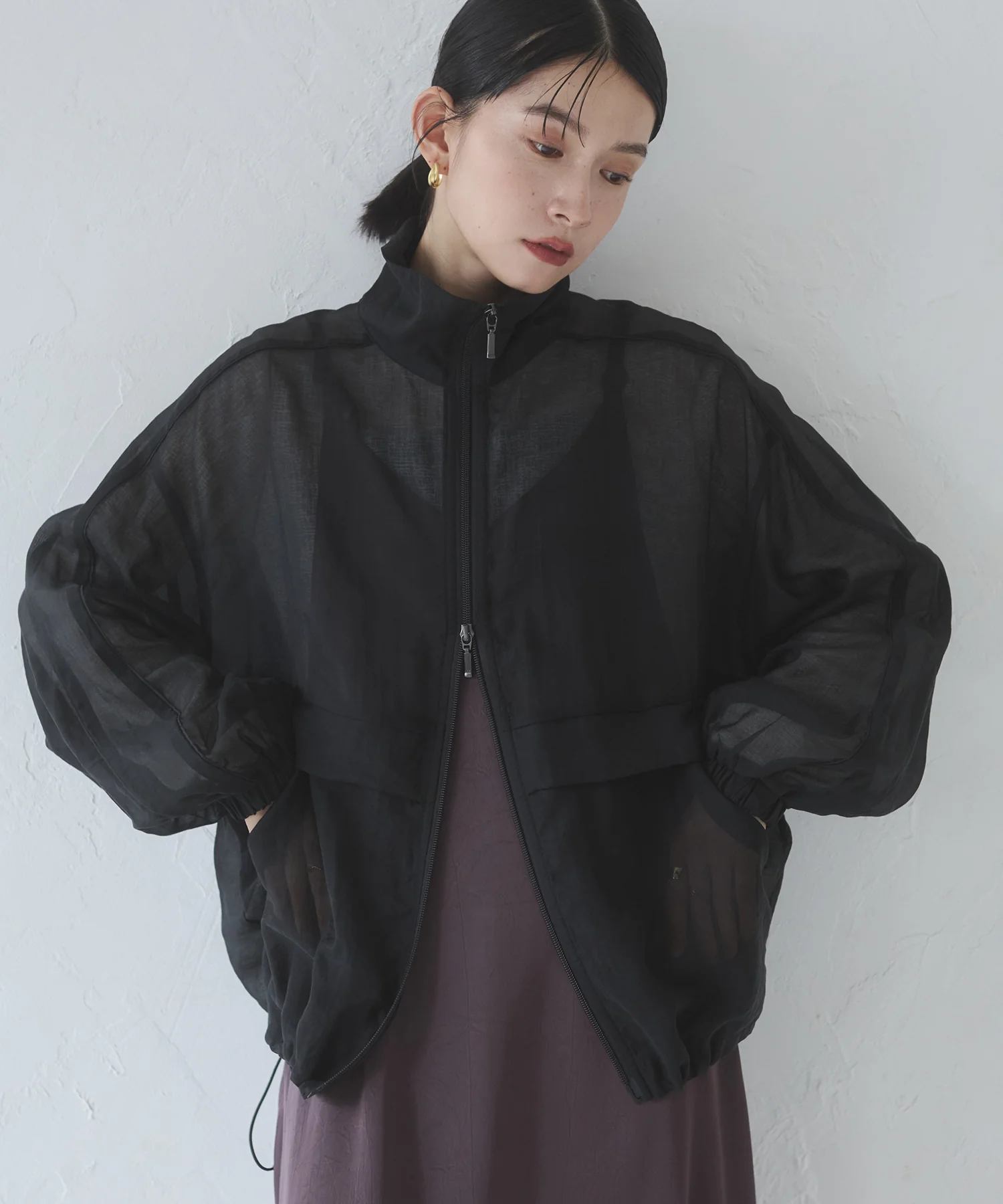 セルロース ナイロンシアー Wジップブルゾン