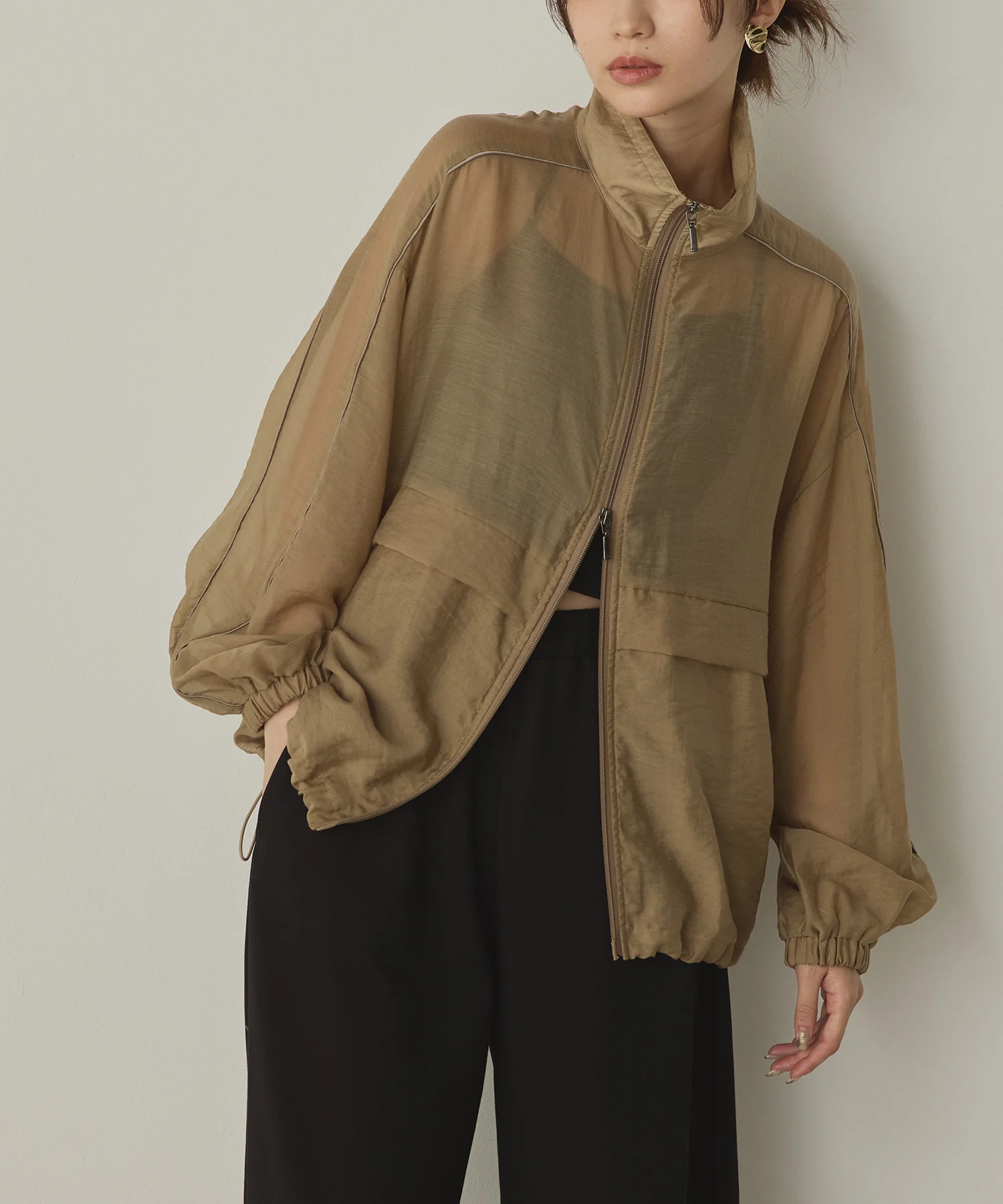 セルロース ナイロンシアー Wジップブルゾン