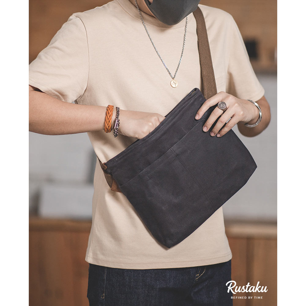 ろうけつ染めキャンバス　撥水加工 ショルダーバッグ