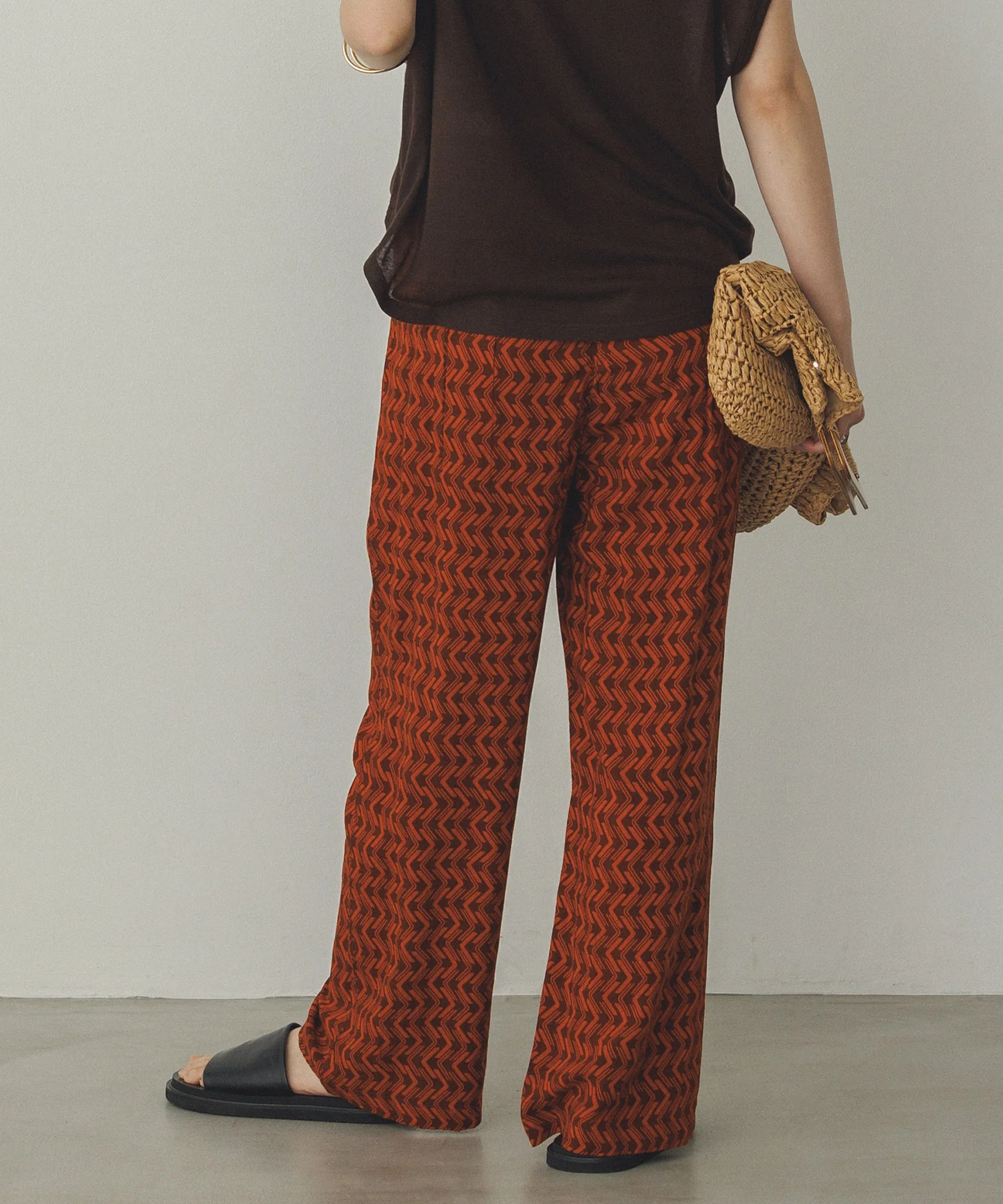 レーヨン プリントストレートパンツ