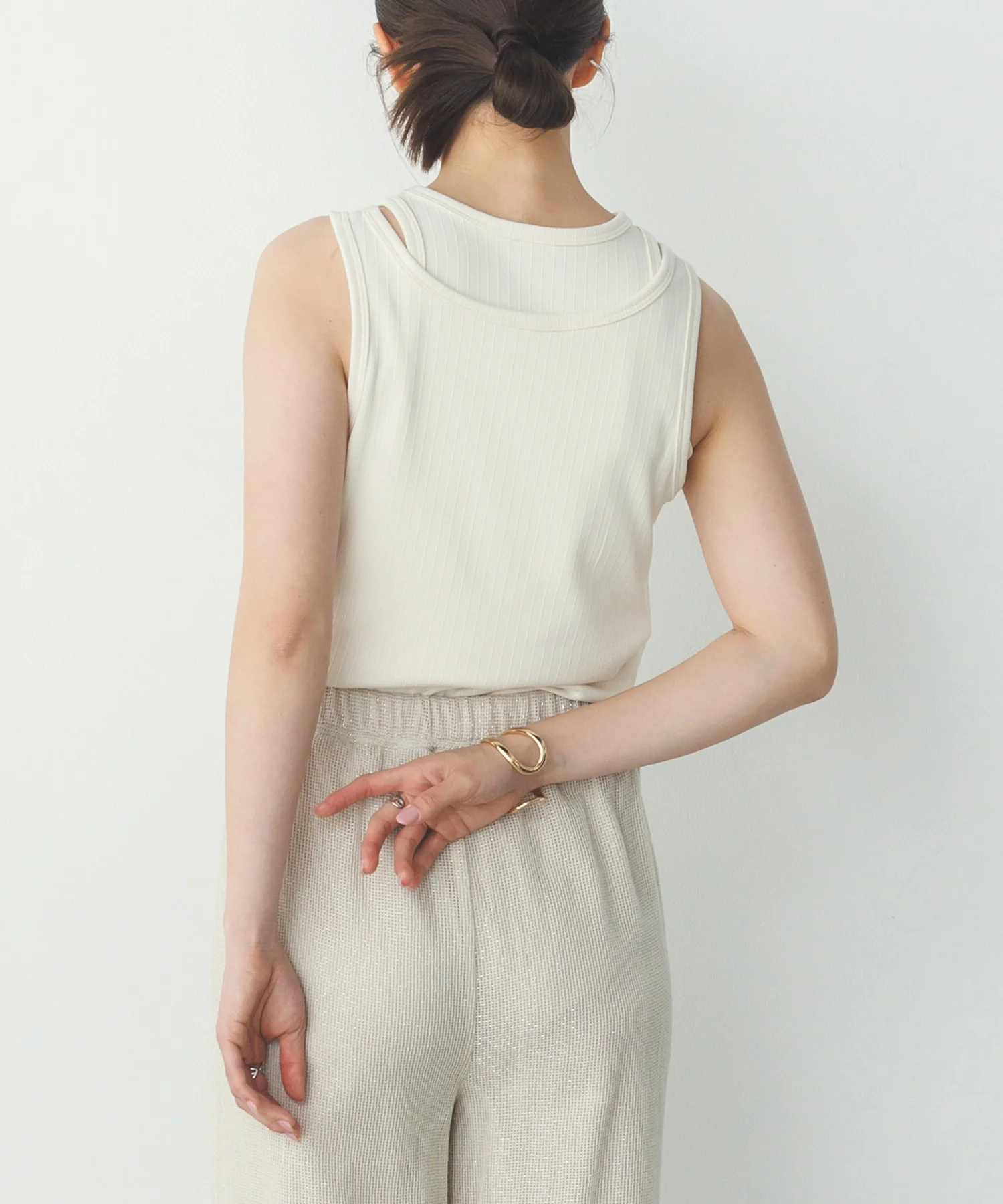 2枚重ね リブタンクトップ