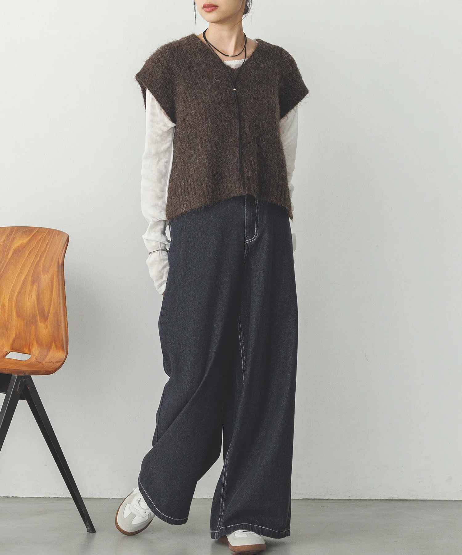 前後２WAY ショートニットベスト