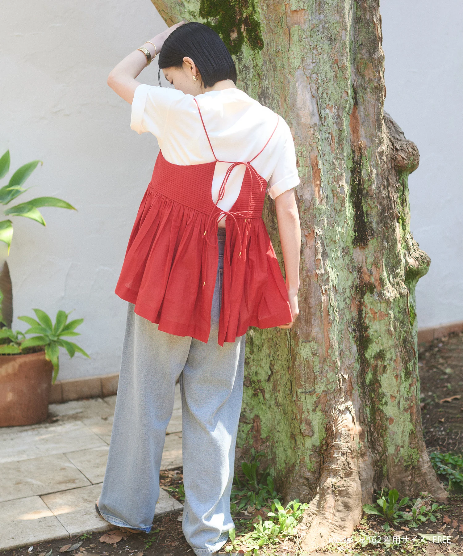 ダメージデニム ゆるストレートパンツ