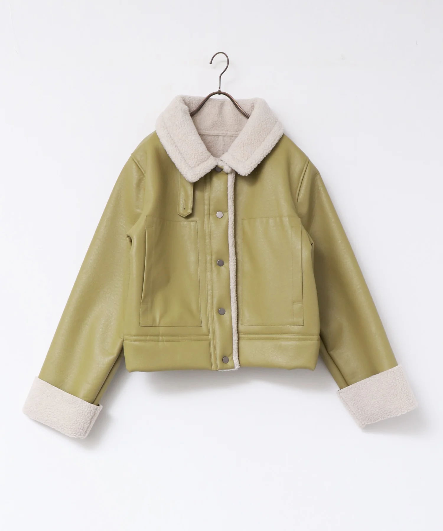 フェイクレザー×ボア ブルゾン