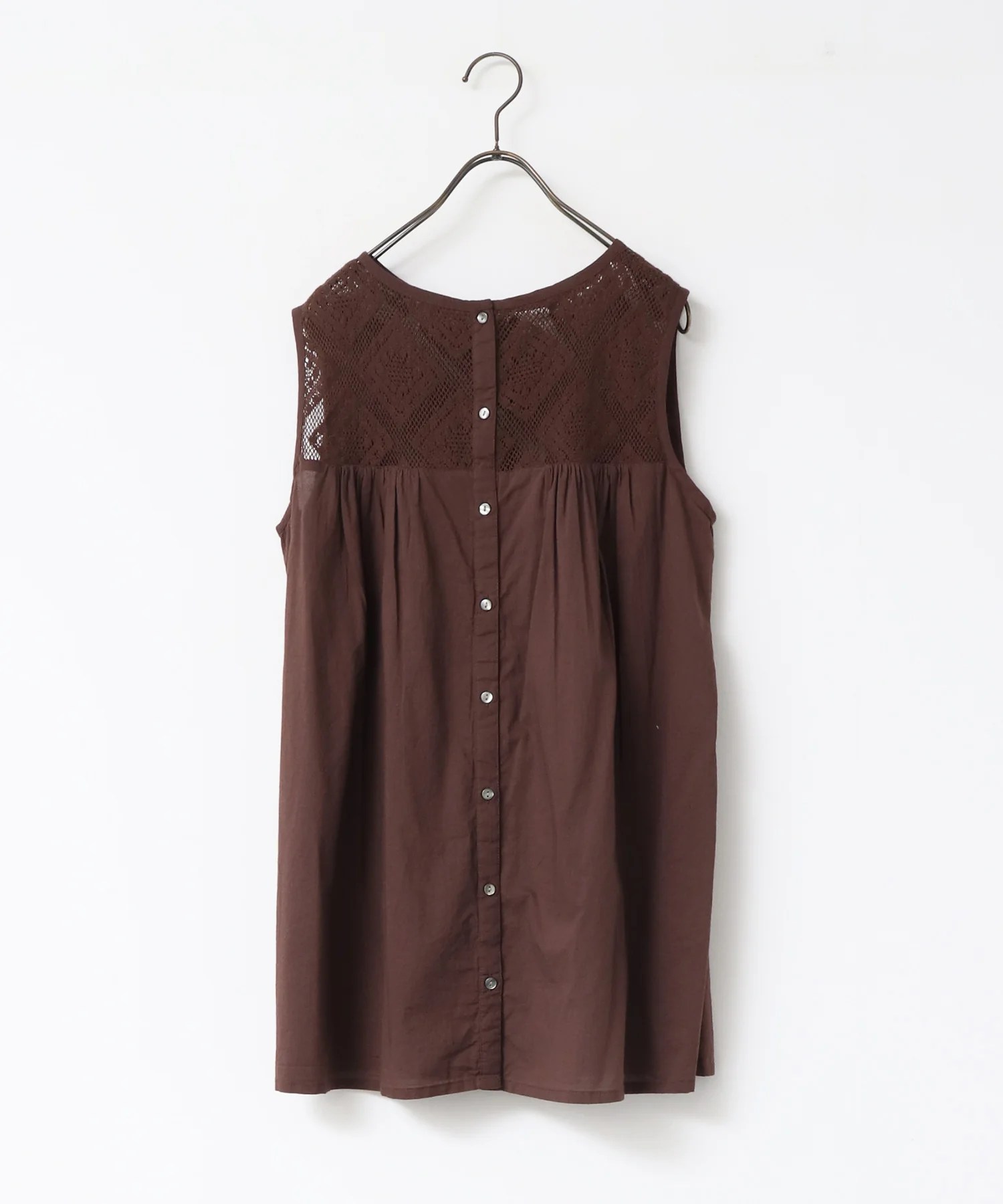 レース切替 ノースリーブブラウス