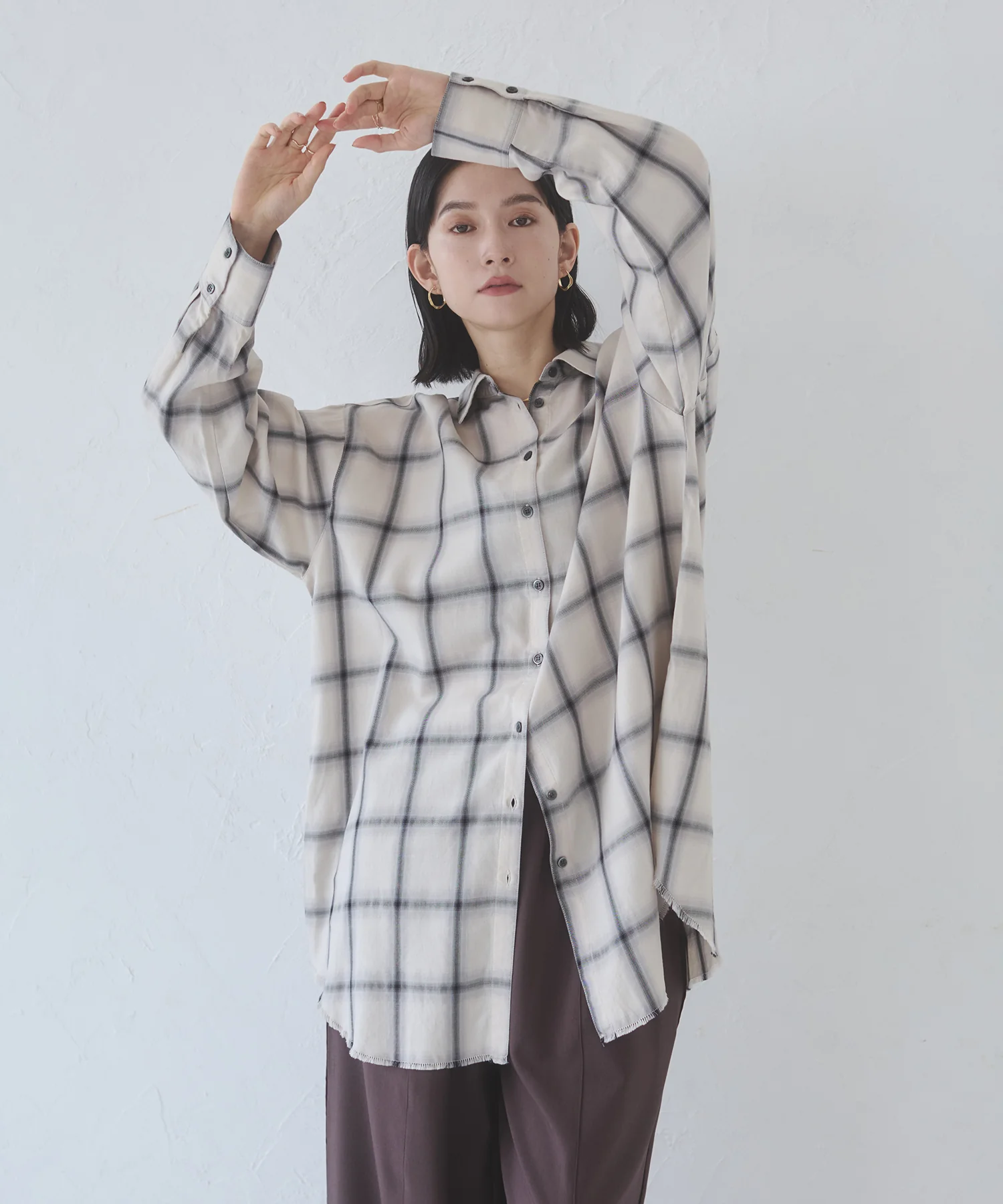 オンブレチェック オーバーシャツ