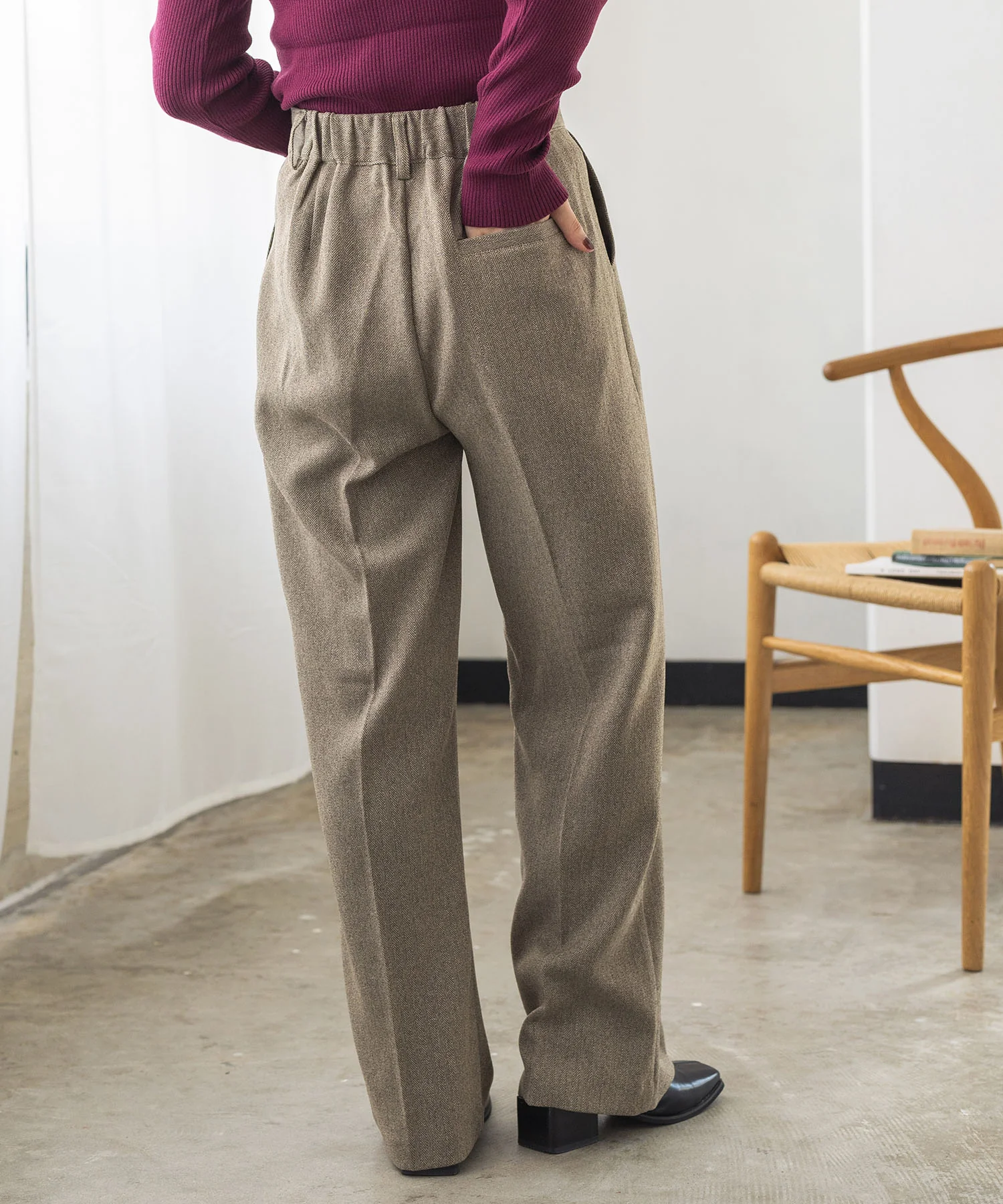 ウールライクストレートパンツ