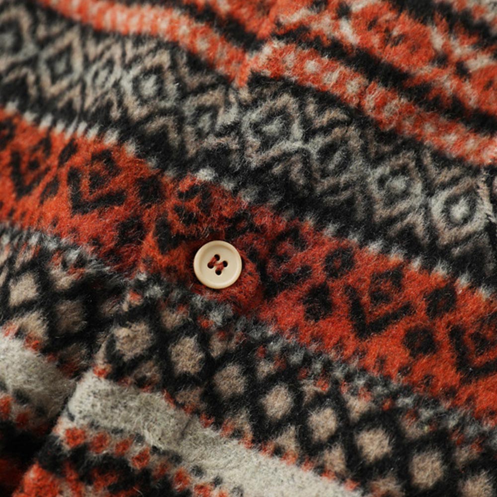 ナバホ柄ジャカード裏起毛長袖ラシャシャツ