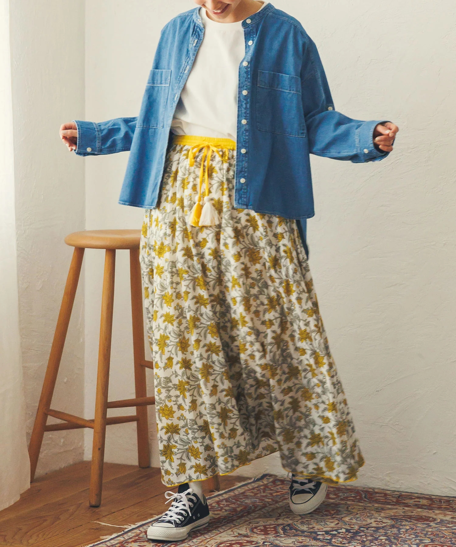 花柄プリントフレアスカート