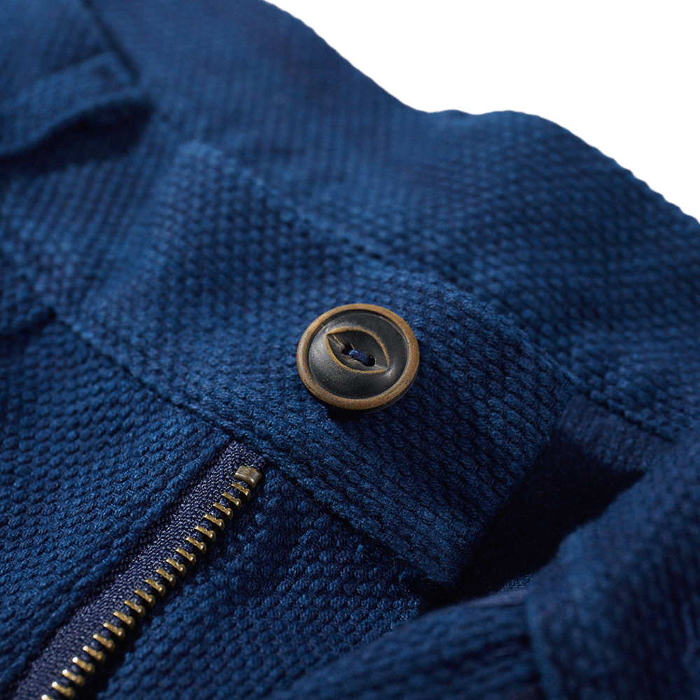 藍染刺し子生地の OG107復刻ワークパンツ