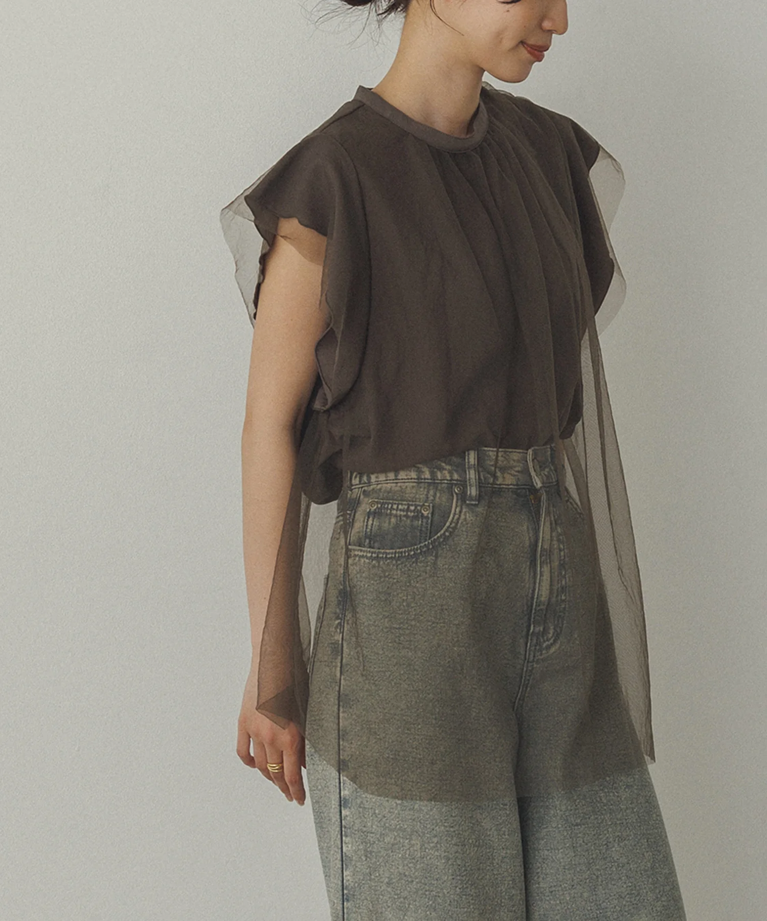 チュール レイヤードブラウス