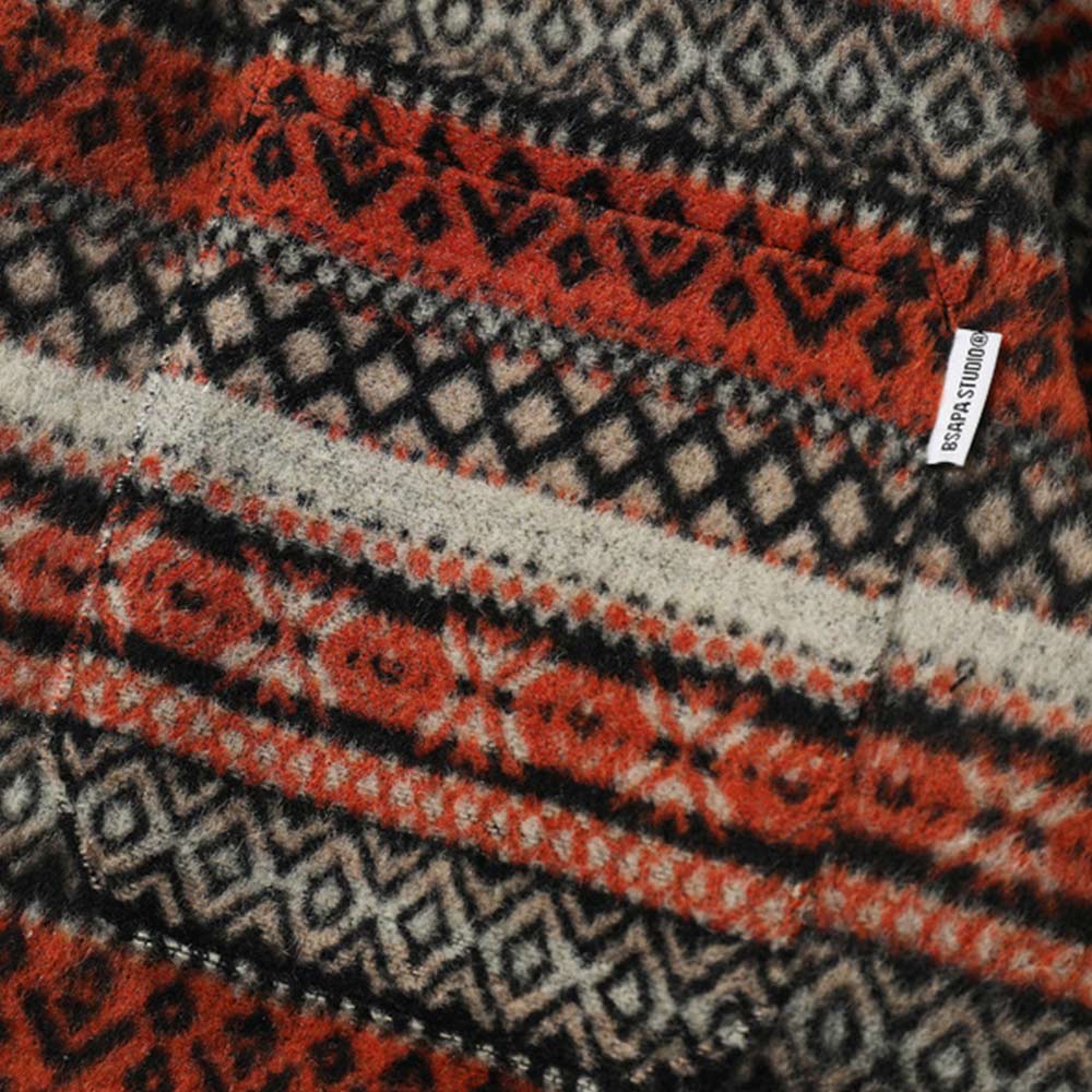 ナバホ柄ジャカード裏起毛長袖ラシャシャツ