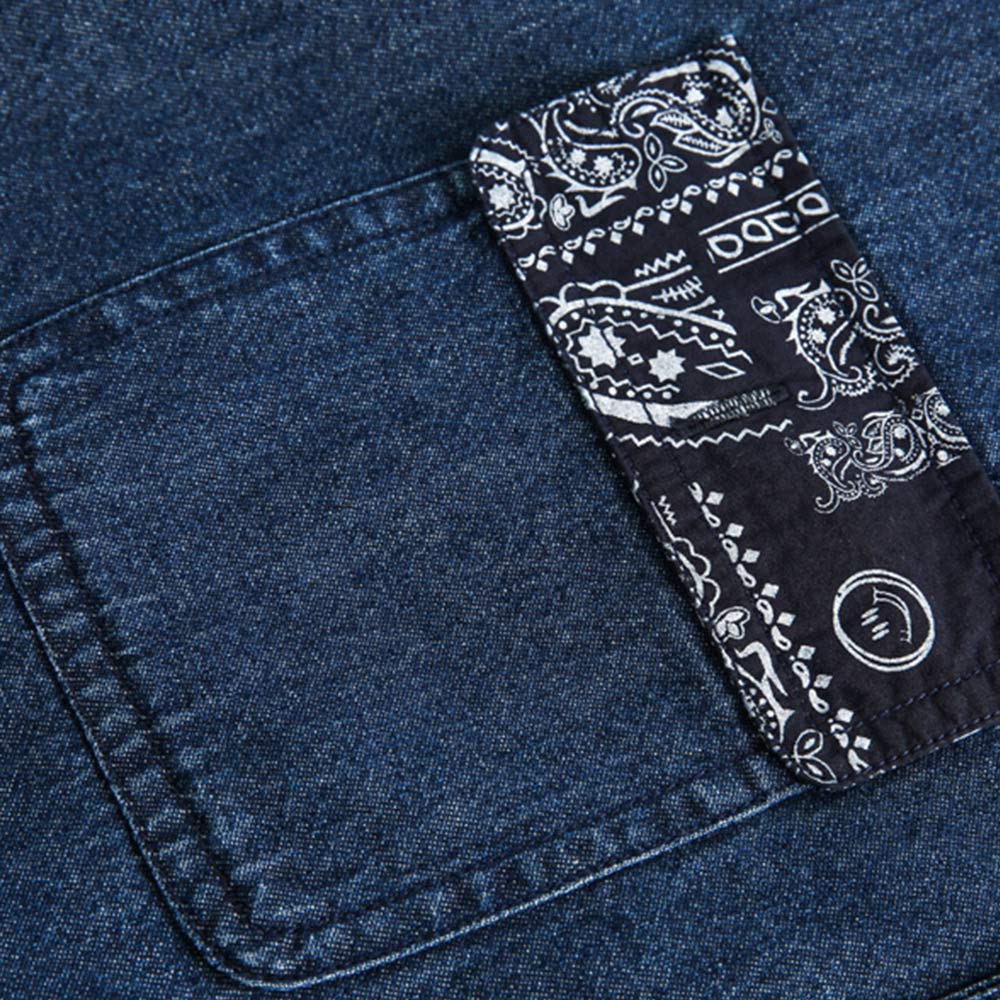 アメカジ　ペイズリー柄パッチワークシャツ 半袖