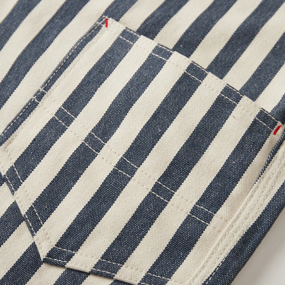 14オンス厚手仕様　 カスタム織りブルーワイドストライプロガーワークパンツ