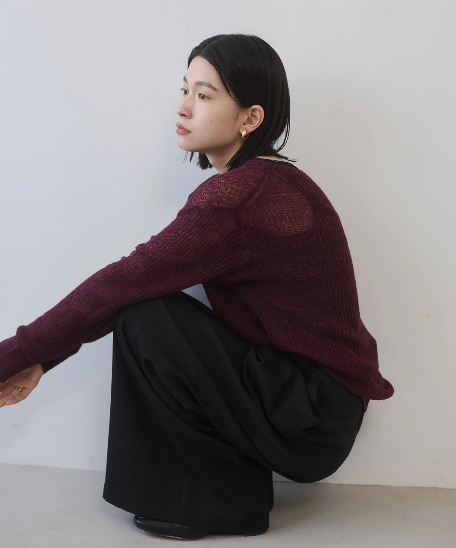 ツイルストライプ タックワイドパンツ