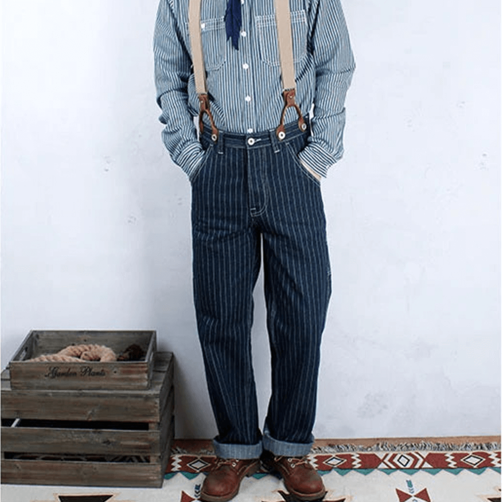 ストライプ柄サロペット　アメカジ